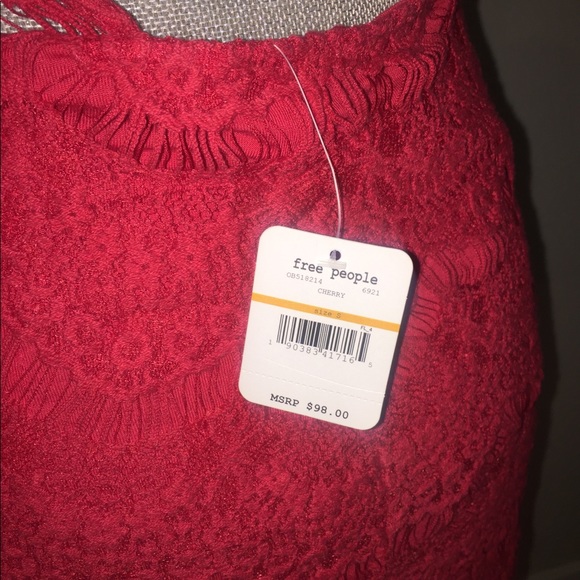 Free People NWT Red Lace Bodycon Dress - Picture 3 of 3